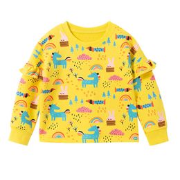 Springende meter Rainbow Sweatshirts voor Kinderen Meisjes Katoenen Kleding Verkopen Unicorn Peuter Sport Tops Herfst Spring 210529
