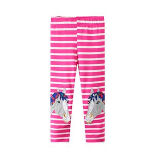 Springende meter lente herfst eenhoorn meisjes streep beenkappen broek arrival skinny broek voor babykleding 210529