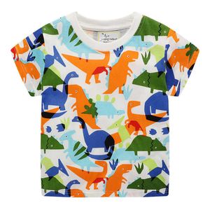 Metros de salto para niños Niños Camiseta de niño Impresión animal Manga corta Tee Shirts Niños Dibujos animados Jirafa Moda Casual Tops 210529