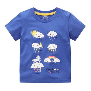 Springende meter Zomer Kindertjes voor Baby Meisjes T-shirts Katoen Cloud Print Mode Leuke Kids Korte Mouw Tops Shirts 210529