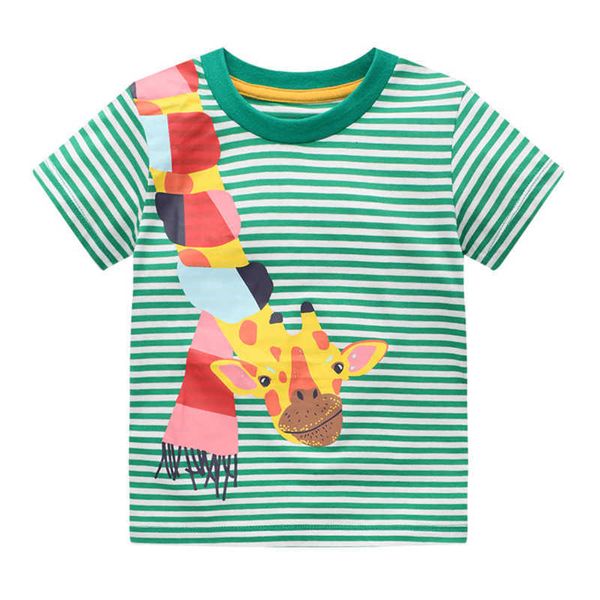 Sauter mètres été girafe imprimer mode enfants t-shirts vente coton bébé vêtements mignon t-shirt hauts enfant en bas âge chemise 210529