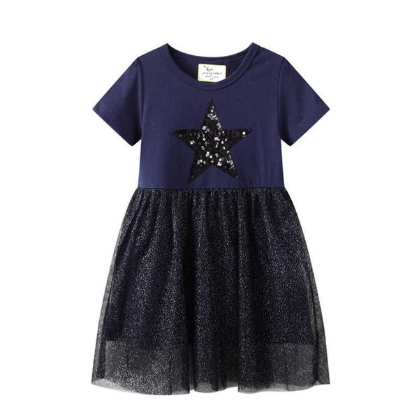 Jumping Meters Summer Star Beading Princess Tutu Lace Girls Vestidos para ropa de bebé Venta de cumpleaños Vestido de novia 210529