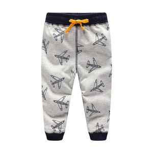 Springende meter top merk jongens cartoon joggingbroek baby vliegtuigen bedrukte kleding herfst lente kinderen meisjes broek mode broek 210529