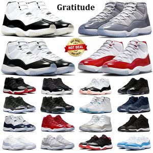 Heren Dames 11 Basketbalschoenen Jumpman 11s Gratitude Cool Grey Cherry DMP Cement Grey Bred Cap en Jurk Gamma Blue Heren Trainers Sport Sneakers
