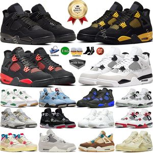Avec boîte 4 chaussures de basket-ball pour hommes femmes 4s Frozen Moments Cacao Wow Red Thunder Military Black Cat Pine Green University Blue Cool Grey White Oreo Sports Sneakers