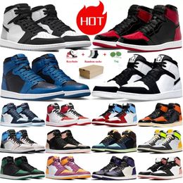 Jumpman 1 1S High Basketball Shoes Womens Mid Capely Rose University Blue Dutch Green Crimson Tinte Purple Pulse White Off Maison Chateau Trainers con caja