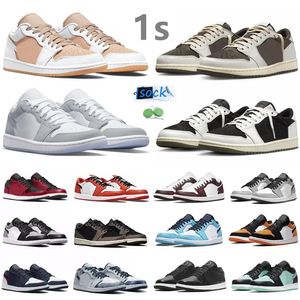 1 1s Low Zapatillas de baloncesto para hombre Olive Black Phantom Reverse Mocha Fragment Dark Mocha White Camo Wolf Grey Paint Drip Panda Bred UNC Hombres Mujeres Entrenadores Zapatillas deportivas