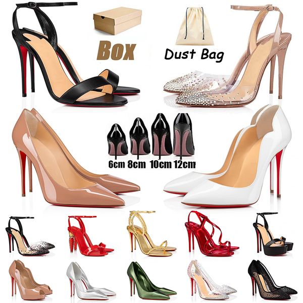 Red Bottom High Heels Christians Louboutins heels Designer de luxe à semelle rouge femmes haut talon robe chaussures bout pointu talons plate - forme en cuir de veau 【code ：L】