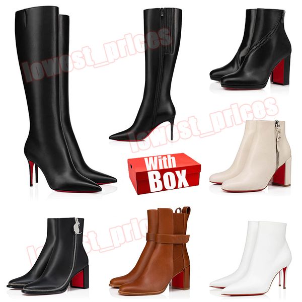 Red Bottom Boots CL Christians Louboutins Women Shoes Luxury Lady sexy Spike Pump Designer Red bottines rouge à lèvres talons hauts qualité veau chaussures 【code ：L】