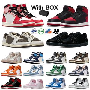 Jumpman 1 Chaussures de basket-ball 1S pour hommes femmes OG Cactus Jack 1S Offes UNC Toe Spider Verse Satin Bred Fierce Rose Étoile de mer Pin Vert Noir Blanc Baskets Baskets