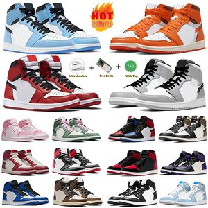 Jumpman 1 Basketbalschoenen Heren Dames 1S University Blue Dark Mocha Chicago Top UNC Hyper Royal High Bloodline Satijn-Snake Taupe Haze Trainers Sneakers Eur 36-47