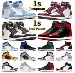 Jumpman 1 Basketballschuhe Herren 1S University Blue Hyper Royal Patent Panda OG Dark Mocha Bred Shadow UNC Smoke Grey Damen Sport Sneakers Trainer Euro 36-47