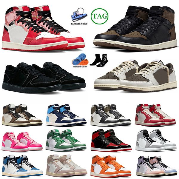 Jumpman 1 Dark Moka Og Chaussures de basket-ball 1s Low Travis Blue Fierce Rose blanc ciment Spider-verse trouvé haut golf 1961 Bred Brevet Sneakers Sports