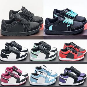 2023 Jumpman 1 Kids Low Basketball Shoes Boy Girl Shoes Game Game Royal Obsidian Chicago Bred Sneakers Mid Multi-Color Tie-Dye Taille 24-35