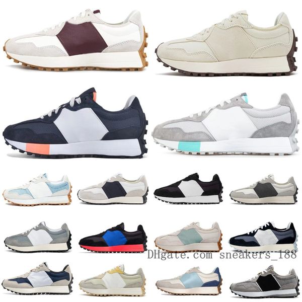 N 327 zapatillas de zapatillas zapatillas para hombres zapatos deportivos blancos azul marino ligero camello blanco judía verde leche gris oscuro 327S diseñadores entrenadores nuevos b327 caminar corriendo