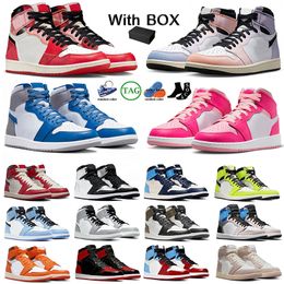 Jumpman 1 Chaussures de basket-ball pour hommes 1S avec boîte Spider-Verse Ts Plaomino Dark Mocha Perdu et trouvé Starfish Fierce Pink Stain Bred Patent Phantom OG Baskets