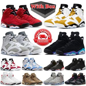 Met doos 6s jumpman 6 basketbalschoenen heren dames 6s Toro Bravo Yellow Ochre Cool Grey Chroom Metallic Zilver UNC Wit heren trainers outdoor sport sneakers