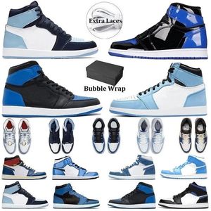 Avec la boîte Jumpman High Top Basketball Chaussures Couleur Bleu Chaussures de sport Chaussures de sport Chaussures de course High Top Designer Baskets Entraîneur Hommes Femmes Blanc Sliver Toe Light