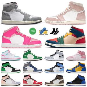 Jumpman 1 Wash Zwarte Basketbal Sneakers Schoenen Heren Dames Hoge OG Palomino Washed Black Spider Verse Satin Bred Mid Digital Fierce Pink Unc Toe Laney J1 J1s Sneakers