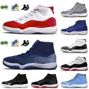 Jumpman 11 11s basketbalschoenen mannen vrouwen sneakers kersenblauwe maan middernacht marine gefokt diereninstinct Georgetown University Blue Trainers 2023 36-47 met sokken