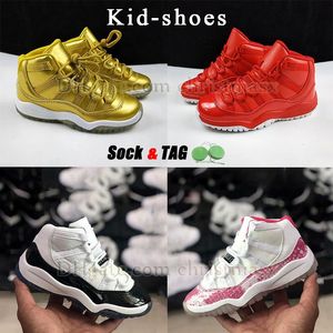 jumpman 11 original kid shoes 11s infant basketball shoes red metallic gold kids sneaker child shoe cherry cool grey outdoor trainers boys and girls toddler big size 4