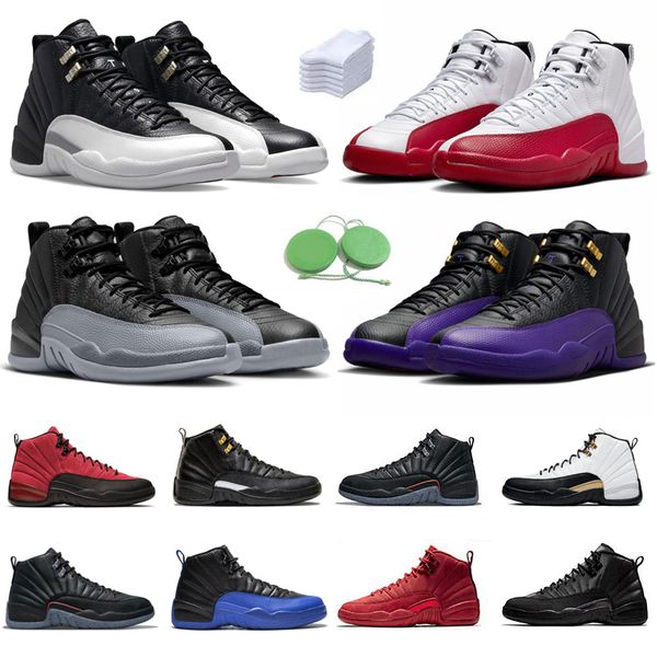 Jumpman 12 12s Hombres Zapatos de baloncesto Negro Lobo Gris Cereza Brillante Naranja Campo Púrpura Realeza Playoffs Juego de gripe Utilidad Taxi rojo Entrenador para hombre Zapatillas deportivas 40-47