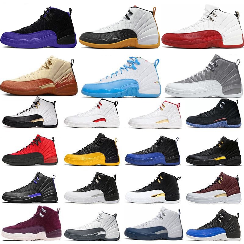 Jumpman 12s homens tênis de basquete 12 torção grind gripe jogo universidade ouro gama azul escuro concórdia realeza índigo real táxi francês roxo retro stealth tênis