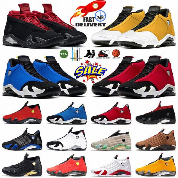 Designer Jumpman 14 Chaussures de basket-ball Candy canne gingembre gym hivernal Sable du désert bleu rouge Définition des moments Hyper Royal Mens Sports 14s Sneakers Trainers