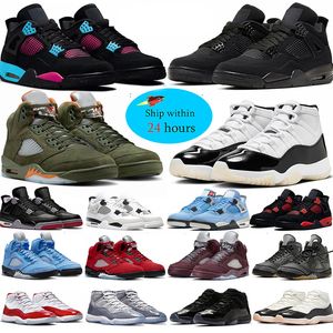 Black Cat 1 4 5 11 Men Dames Basketbalschoenen 4S Gefokt opnieuw bedacht Olive Sail 5s Midnight Navy UNC Racer Blue Fire Red Thunder 11s Cool Gray 1S Black Phantom Sports Sneakers