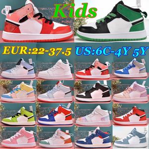 Jumpman 1s Zapatos para niños Zapatillas de deporte para niños 4Y 5Y Niños Niñas Entrenadores Lucky Green Spider-Verse True Blue Denim Día de San Valentín Bebé Infantil Preescolar Zapato para niños