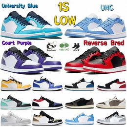 Jumpman 1s Zapatos de baloncesto bajos UNC Hombres Mujeres OG Reverse Red Mocha Bred Toe Varsity Shadow Zapatillas de deporte para hombre Zapatillas de deporte al aire libre X9qW #