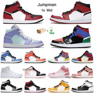 Jumpman 1s chaussures de basket-ball mi 1 baskets pour hommes White Shadow Smoke Grey Ice Cream University Blue Purple Pulse baskets de plein air pour femmes avec