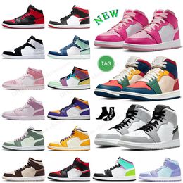 jordan1 jordan1s travis scot retro 1s hordan Jumpman 1S Mids Original Basketballs Sneaker Chaussures Hommes Femmes J 1 S Digital Fierce Rose Diamant Lumière Interdit J1 Baskets