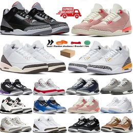 Jumpman 3 3s Black Cement Jorden3s Zapatos de baloncesto Palomino White Cement Racer Blue Cardinal Red Black Cat Napolitan Wizards Hombres Mujeres Entrenadores Zapatillas de deporte