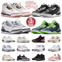 Jumpman 3 Zapatos de baloncesto 3s Palomino White Cement Reimagined Vintage Floral Green Glow Midnight Navy Fire Red Lucky Green para hombre entrenadores mujeres zapatillas deportivas