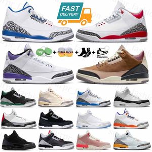 Jumpman 3 Chaussures de basket-ball 3S Pine Green Lucky Green Racer Bleu Muslin Dark Mocha Dark Iris Noir Or Blanc Cement Fire Cardinal Rouge UNC Hommes Femmes Entraîneur Baskets