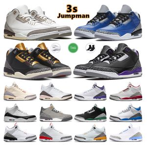 Jumpman 3s Chaussures de basket-ball pour hommes Baskets de sport de plein air 3 Rouille Rose Désert Éléphant Feu Rouge UNC Court Violet Laser Orange Cardinal Hall Of Fame