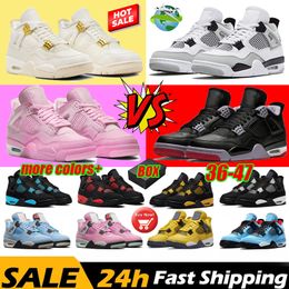 4 4s Chaussures de basket-ball Military Military Black Metallic Gold Military Black Sail jaune Thunder White Fire rouge Cool Grey Blue University Pure Men Sports Sneakers 36-47