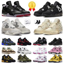 jordan4s jordan 4s jordens 4 black cat 4s jumpman retro j4 basketball shoes men women bred reimagined black【code ：L】panther pink cactus jack frozen moments sneakers trainers dghate