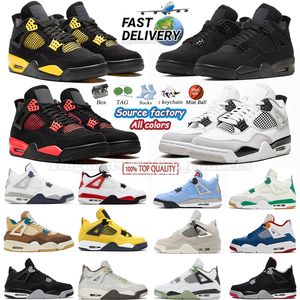 Jumpman 4 Basketbalschoenen 4s Militair Black Cat Thunder Yellow Fire Red Cement University Blue Pine Green Midnight Navy Neutraal Grijs Dames Heren Trainer Sneakers j4