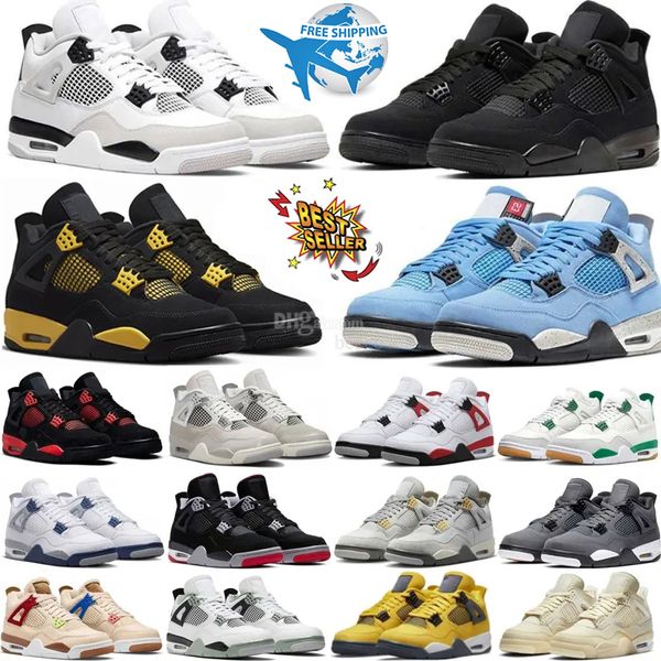 Jumpman 4 Chaussures de basket-ball Hommes Femmes Formateurs 4s Militaire Black Cat Voile Rouge Ciment Jaune Thunder Blanc Oreo Cool Grey University Blue Seafoam baskets de sport pour hommes