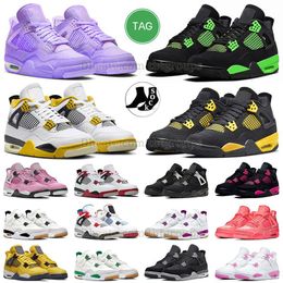 4s chaussures de baskets hommes femmes air jordan jordens 4 jordan4s jordans jordans4 retro jordens jorden off white j4 black cat yellow red pink purple thunder【code ：L】 scarpe