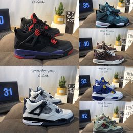 Jumpman 4 Casual Shoes Basketball Chaussures Men Sports Chaussures 4s Red Thunder Black Cat Male Male Blanc Moss Femme What The Taupe Haze Shimmer Royal Sneaker Size 36-47