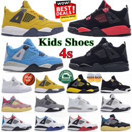 Jumpman 4 kinderschoenen zwarte kat 4s basketbal sneakers ontwerper militaire baby kind jeugd peuter Sport Sneaker Kinderen jongens Meisjes Sportschoen Red Thunder trainers