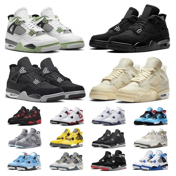 Jumpman 4 hombres zapatos de baloncesto 4s para mujer para hombre entrenadores Seafoam militar gato negro lienzo trueno rojo lienzo vela cactus jack fotón polvo deportes zapatillas de deporte 36-47