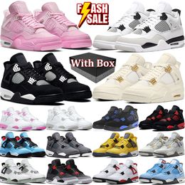 con la caja 4 zapatillas de baloncesto masculino 4S Military Black Cat University Blue White Oreo Pure Money Pink Thunder Oreo Military Blue Designer Trainer Sneakers