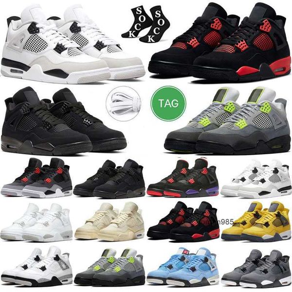 Jumpman 4 Hommes Chaussures De Basketball Femmes 4s Minuit Marine Militaire Noir Chat Rouge Ciment Tonnerre Huile Vert Blanc Oreo Lightning Baskets Hommes JORDEN JORDON