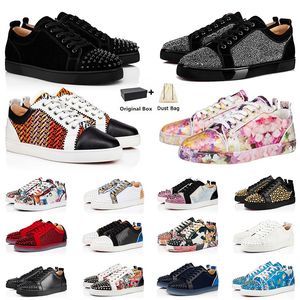 With Box Red Bottoms Shoes Mens Womens Flat Sneakers Designer Low Cut Rivets Loafers Plate-forme Luxury Size 13【code ：L】