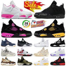 Jumpman 4 basketbalschoenen heren dames sneakers jeugd rood cement paars geel donder 4s Denim Black Cat Infrared Pink Oreo Puur geld J4 Freeze Moment Trainers J S