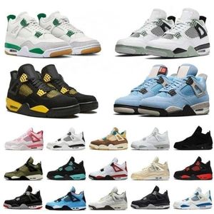 Jumpman 4s chaussures de basket-ball Olive Cacao Wow 4 chat noir Frozen Moments Thunder militaire noir pin vert voile j4 sport hommes femmes baskets baskets grande taille 13